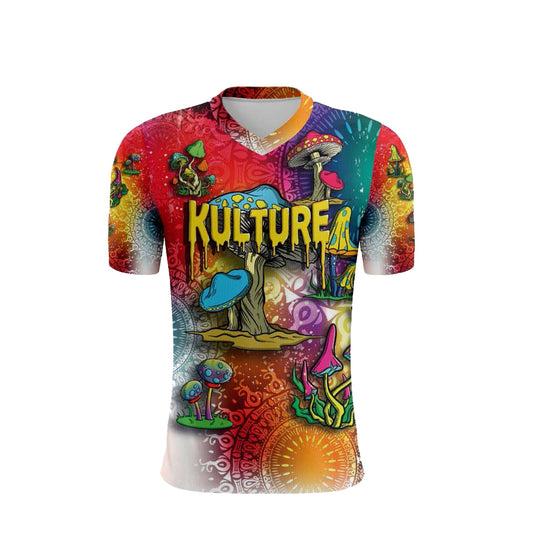 Mushroom Dreams Dab Dye Sublimation V-Neck Shirt - Kulture Klothing Club -