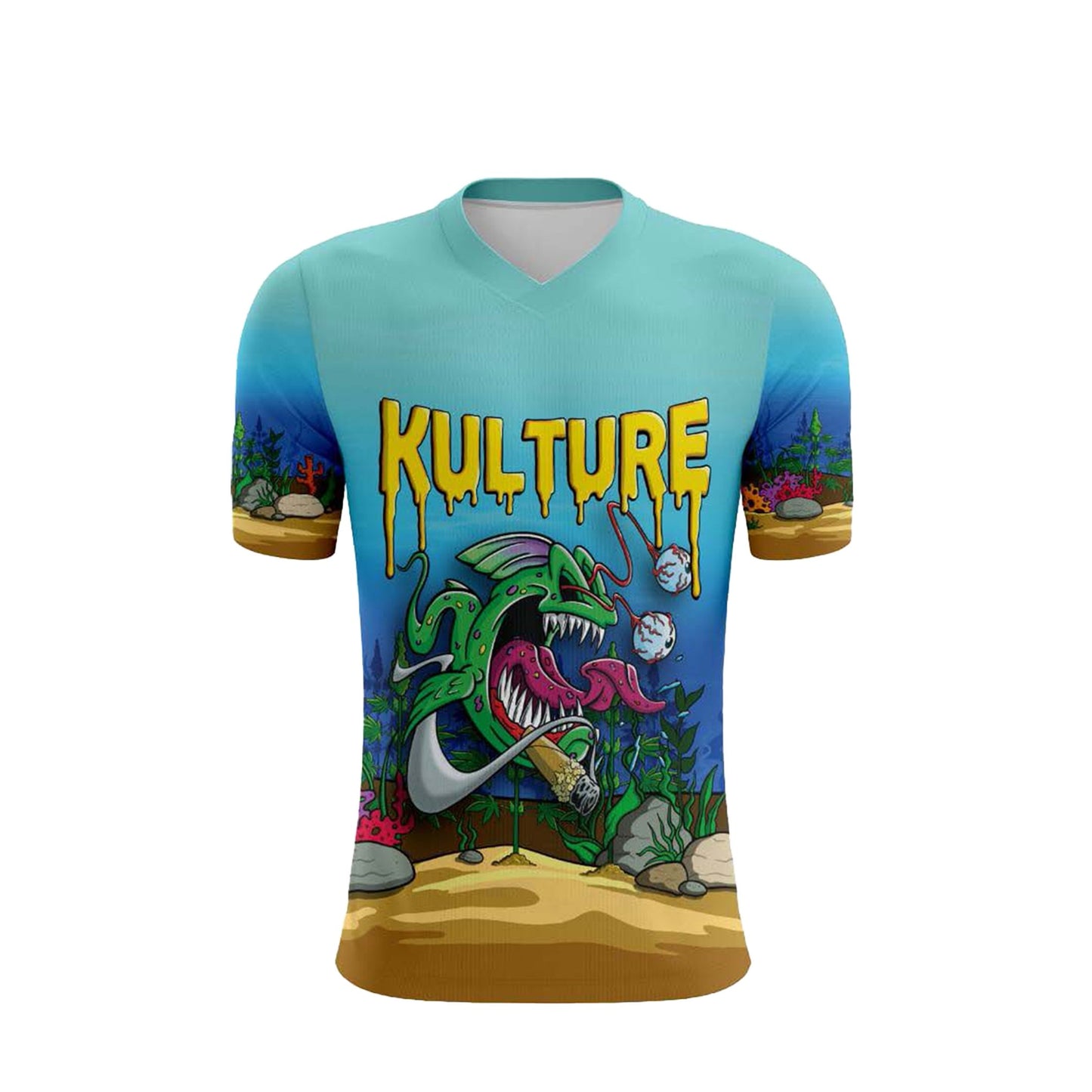 Phatty Piranha Dye Sublimation V-Neck Shirt - Kulture Klothing Club -